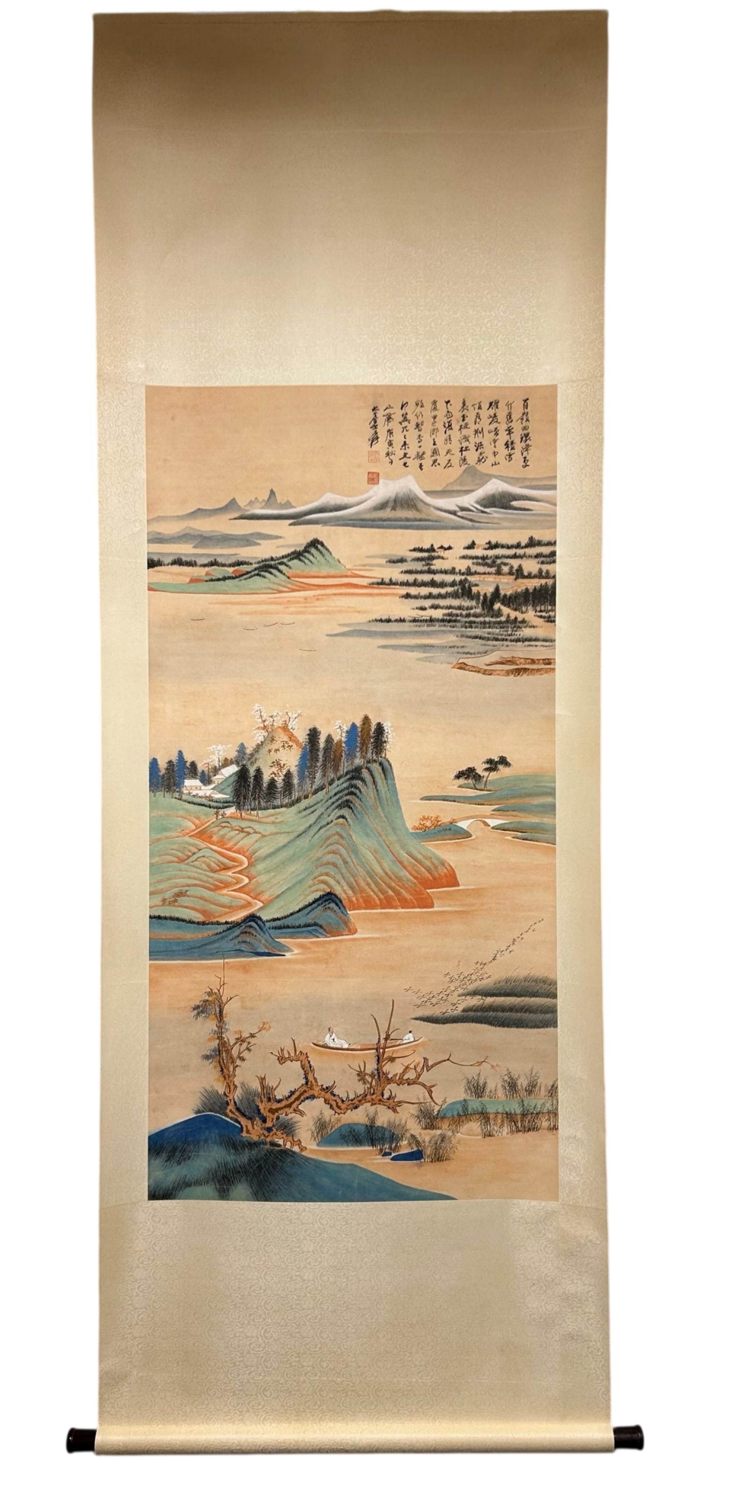 Landscape by Zhang Daqian: L. 137 cm. W. 66 cm.