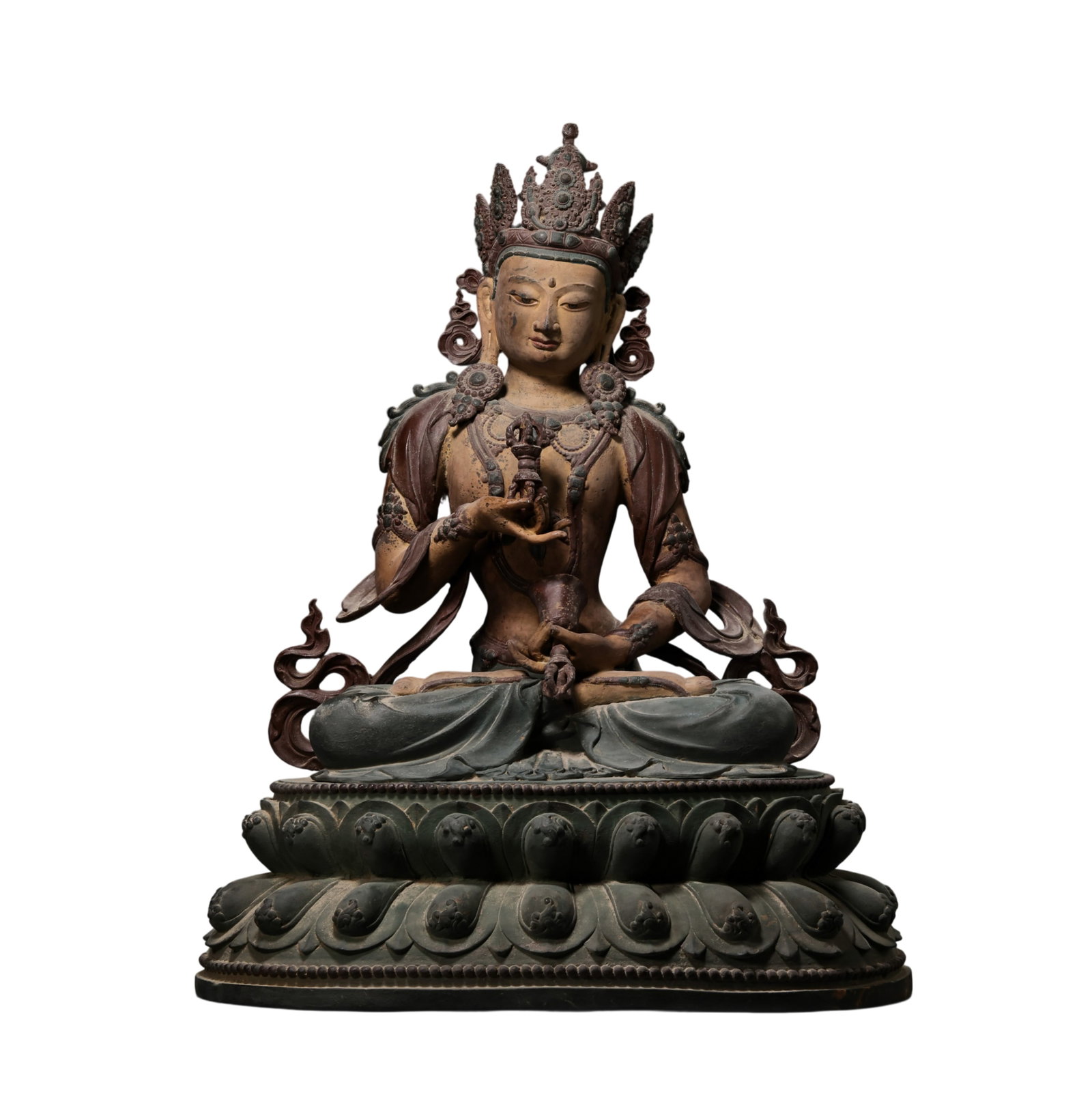 Painted seated Buddha statue from the Ming Dynasty in China (1 of 12)