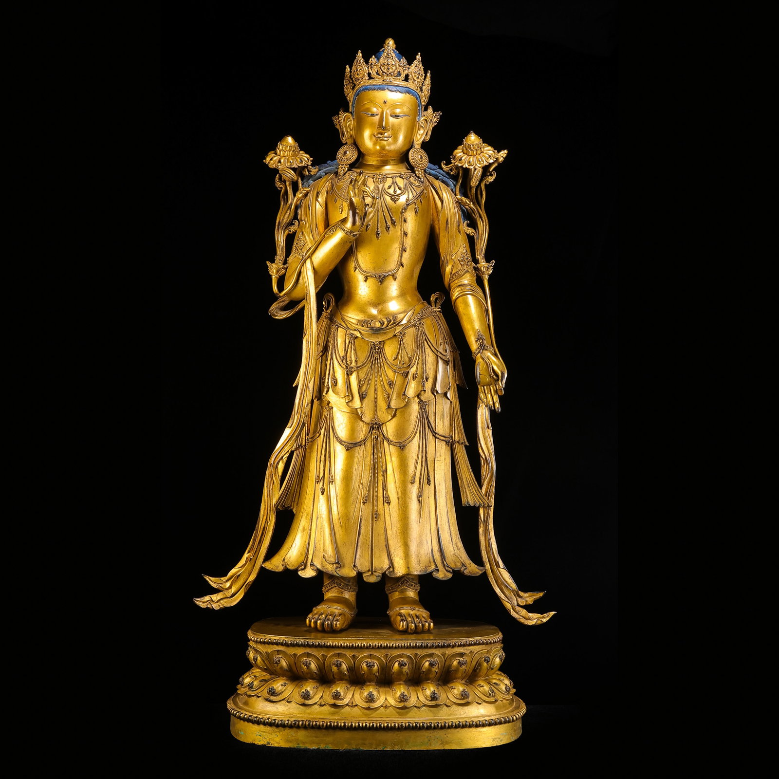 Gilt Bronze Standing Buddha Statue from the Yongle Period of the Ming Dynasty in China (1 of 13)
