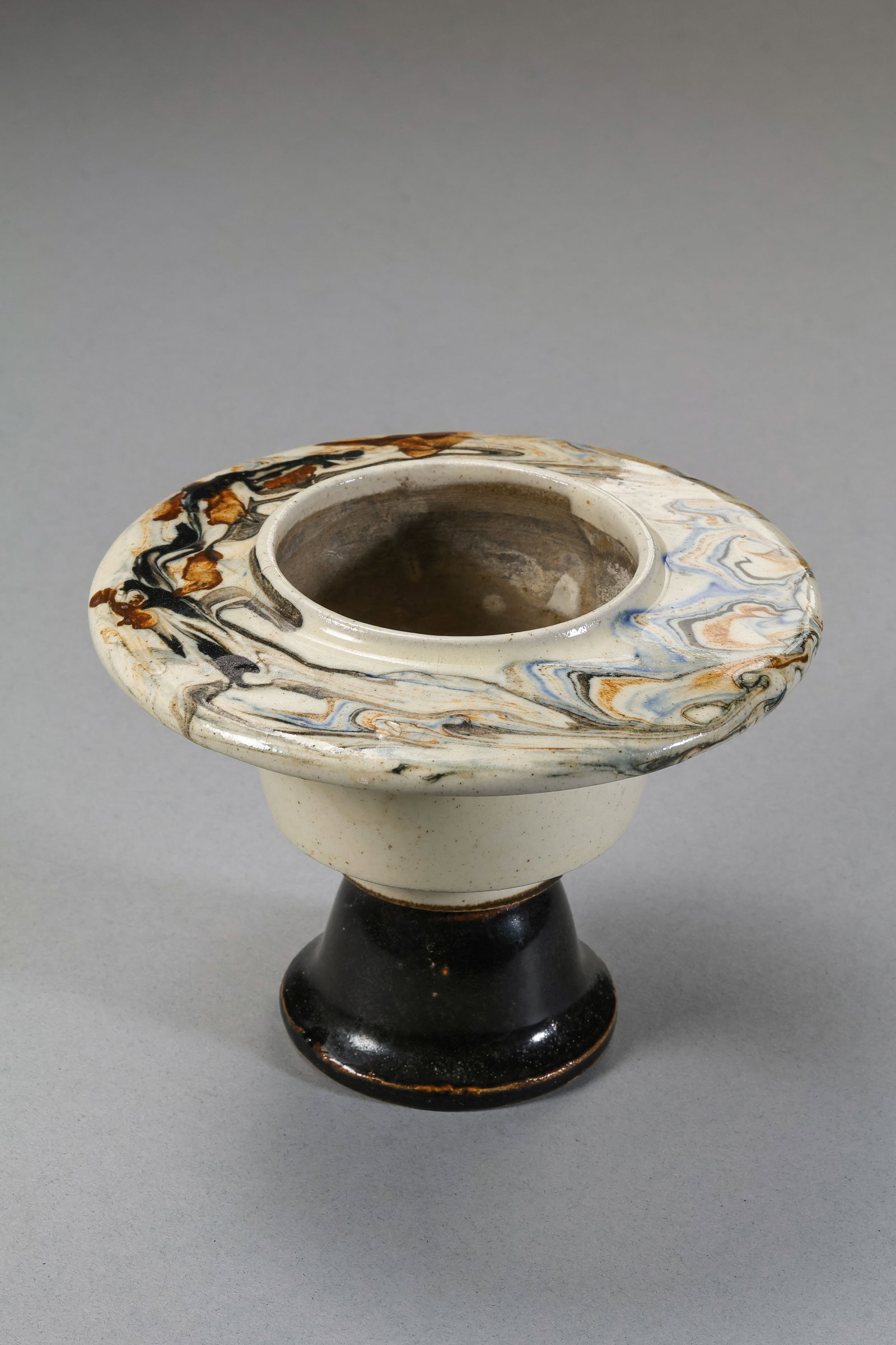 Cizhou Kiln Tumbled Glaze Incense Burner (Northern Song Dynasty, China): H. 9 cm. W. 12 cm.