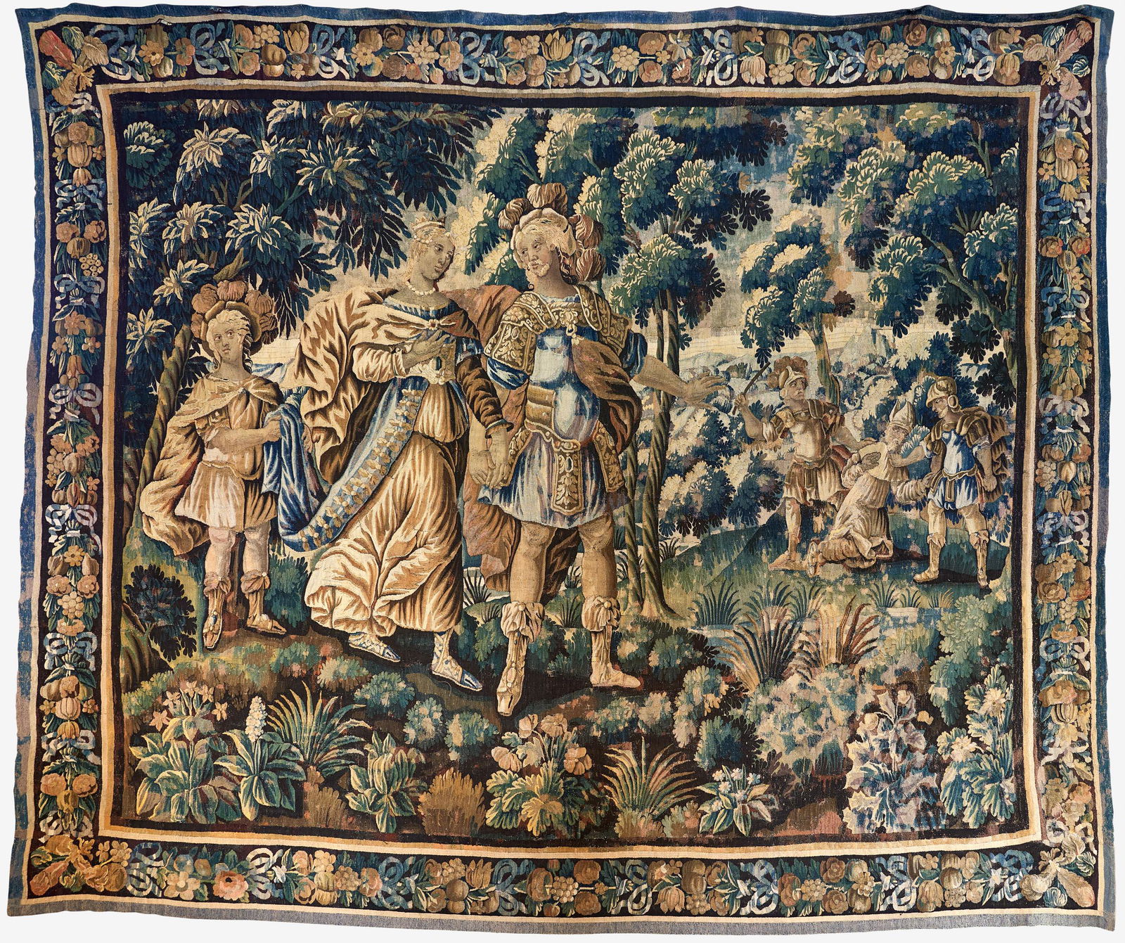 SCENE FROM THE STORY OF CLEOPATRA Aubusson tapestry, mid 17th century Model may be due to Isaac: SCENE FROM THE STORY OF CLEOPATRA Aubusson tapestry, mid 17th century Model may be due to Isaac Moillon (1614 - 1674) Woven in wool and silk H: 300 x W: 357 cm Provenance: Comte de X, chÃ¢teau de la