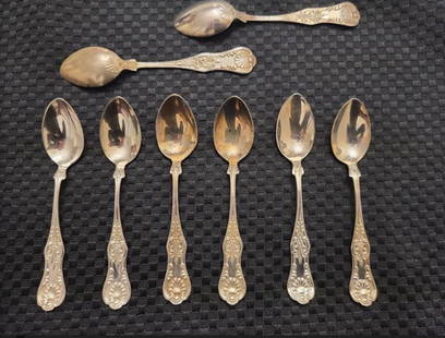 Simon Brothers & Company sterling spoons: Simon Brothers & Company stamped sterling spoons (8) Size: approx. 4.5 inches