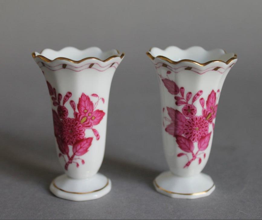 Herend vase pair handpainted mini bud vases (1 of 3)
