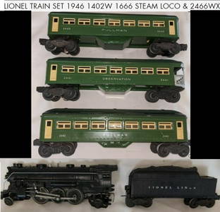 LIONEL TRAIN SET 1946 1402W  1666 STEAM LOCO & 2466WX