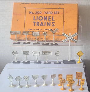 Lionel Train Post-War  309 Yard Set + Tootsietoy  Signs: Lionel Post-War 309 Yard Set + Tootsietoy Street Signs guage O 1950