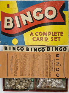 Game Bingo Milton bradley 1939: 1939 Milton Bradley BINGO Game #4148 Wood Pieces & Instructions