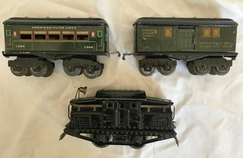 AMERICAN FLYER TRAIN SET PREWAR 1202 with 1218 Loco: American Flyer Prewar Set 1202 with 1218 Locomotive 1920-1925 guage O