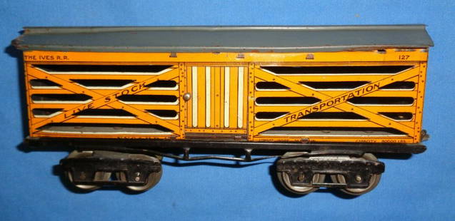 IVES TRAIN #127 Live Stock - Cattle Car Guage O: Ives #127 Live Stock - Cattle Car Guage O