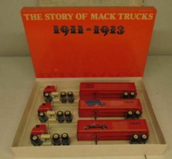 Winross Story of Mack Trucks 3 Piece Set 1911-1913: Winross Story of Mack Trucks 3 Piece Set 1/64 Semi Truck Trailers 1911-1913