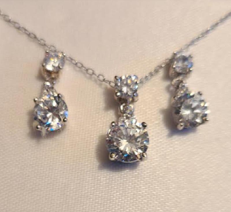 sterling silver jewelry PENDANT EARRINGS cubic zirconia (1 of 1)