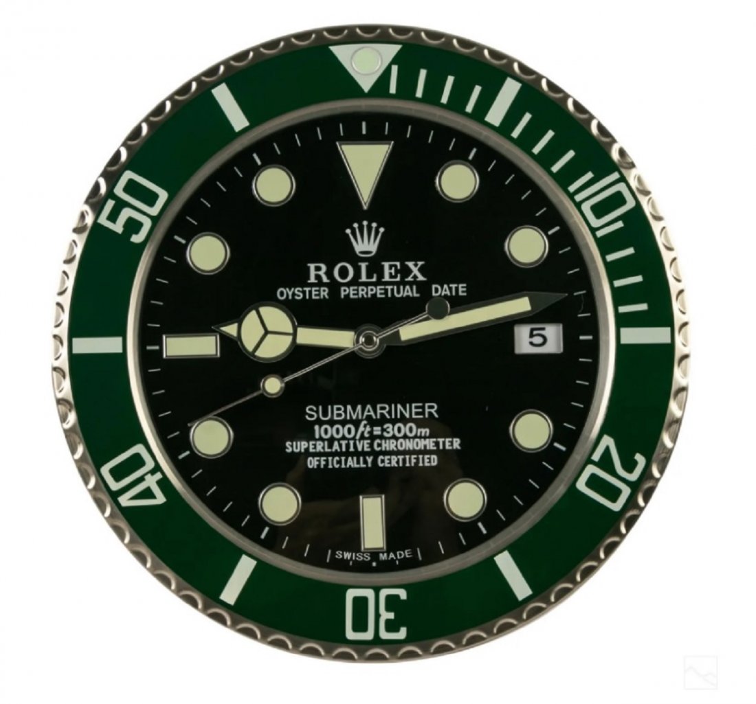 Rolex Style The Hulk Submariner Dealers Wall Clock (1 of 4)