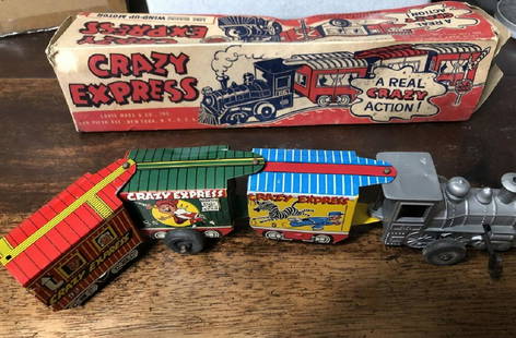 Marx Train TIN LITHOGRAPH Windup Express + BOX: Marx Train TIN LITHOGRAPH Windup Express of Old Circus Windup Toy +Box W24