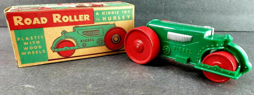 HUBLEY ROAD ROLLER + BOX - 6" LONG 1950: HUBLEY ROAD ROLLER with BOX - 6" LONG 1950