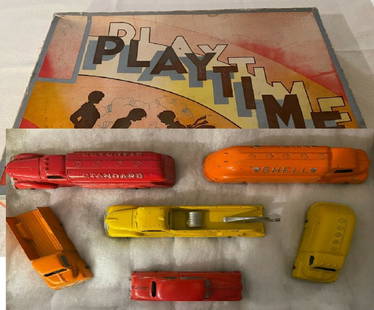 Tootsietoy Vehicle Truck Set #8000 + Box: Tootsietoy Vehicle Set #8000 With Box Contains an orange Shell gas tanker, a red Standard Oil gas tanker, a yellow wrecker, an orange truck, a red sedan, and a small yellow gas truck. All wheels and a