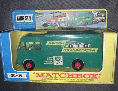 Matchbox Vehicle. King size K-5 + BOX: Matchbox king size BP Racing Car Transporter K-5 with box- 1967