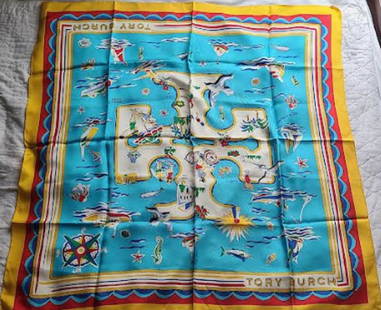 Tory Burch Silk Scarf: Tory Burch Silk Scarf. Aprrox Size 35" x 35" 100% SILK Made in Italy