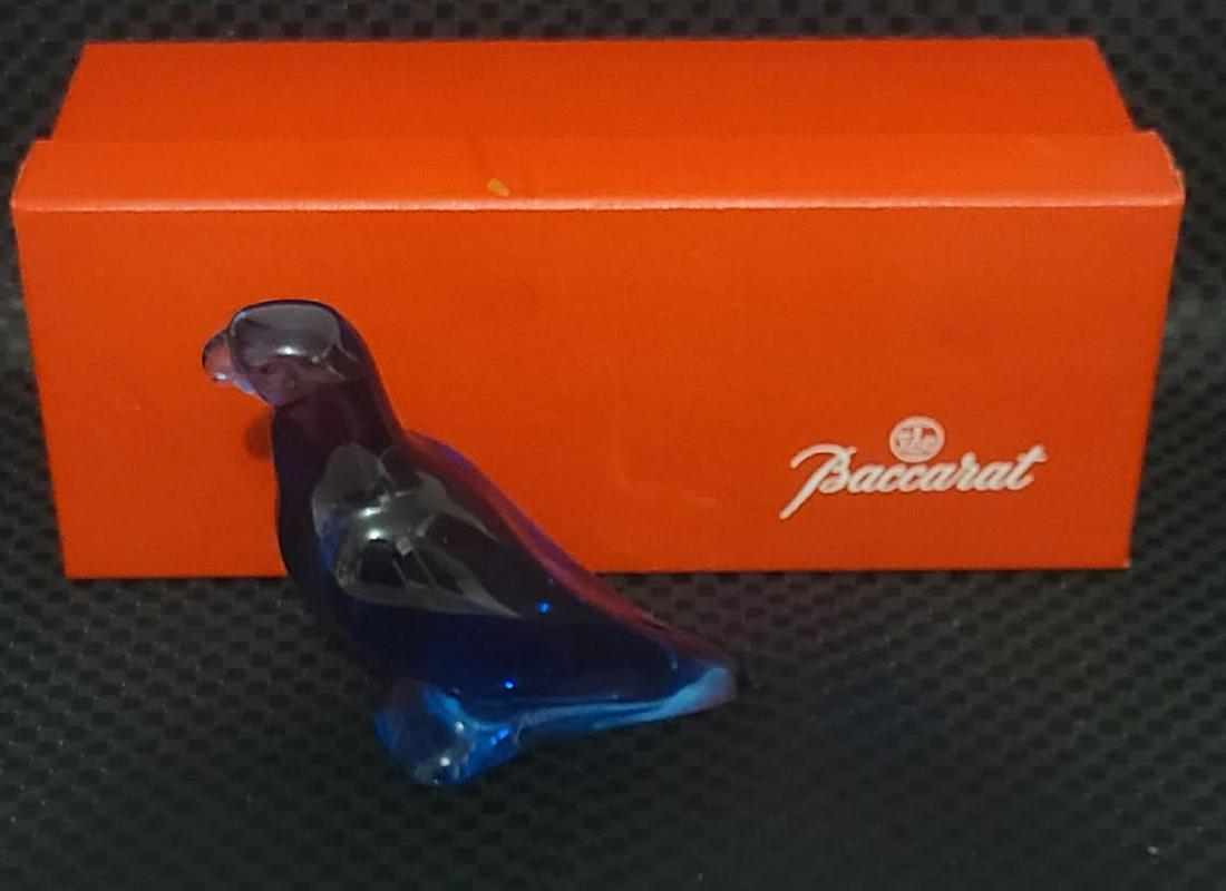 BACCARAT PARROT + BOX: Baccarat Parrot + Original Box height is 4"