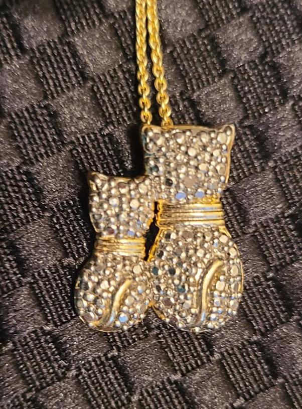 18k over Sterling Silver Pendant Diamond Accent Cats (1 of 1)