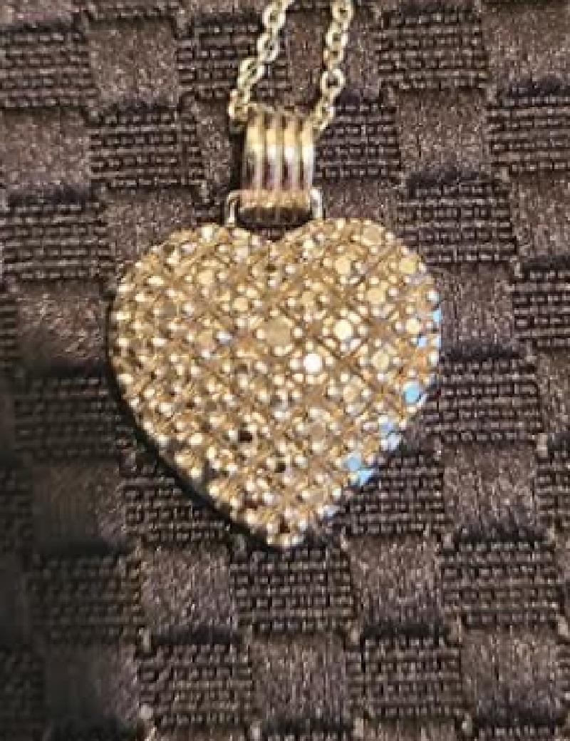 Sterling Silver Pendant with Diamond Accent Pave Heart (1 of 2)