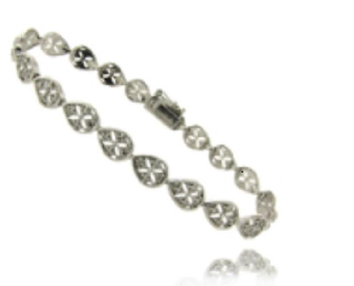 Sterling Silver Bracelet: Sterling Silver Diamond Accent Filigree Teardrop Bracelet