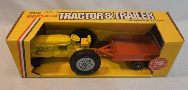 Hubley Tractor And Trailer Toy Gabriel Red Mighty: Hubley Tractor And Trailer Toy Gabriel Red Mighty Metal #26151 + BOX