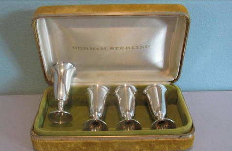 Gorham Sterling Silver Cordial Cups 4 + BOX: Gorham Sterling Silver Cordial Cups + BOX