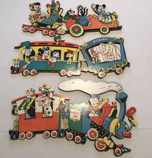 WALT DISNEY CASEY JR. TRAIN Cardboard Wall Plaques: DISNEY CASEY JR. TRAIN Cardboard Wall Plaques 1950-1960 Approximately 15" accross per section