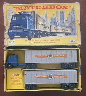 MATCHBOX LESNEY M-9 VEHICLE + BOX: MATCHBOX LESNEY M-9 VEHICLE + BOX MATCH BOX MAJOR PACK M-9 INTER STATE DOUBLE FREIGHTER