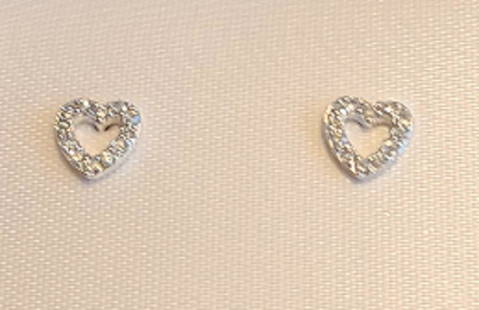 STERLING SILVER cubic zirconia heart EARRINGS SET: STERLING SILVER cubic zirconia heart EARRINGS SET