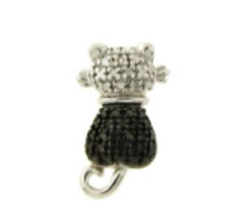 Sterling Silver Black Diamond Accent Cat Pendant with: Sterling Silver Black Diamond Accent Cat Pendant with chain