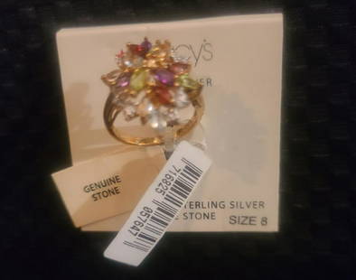 18K over Sterling genuine gemstone ring: 18K over Sterling genuine gemstone ring size 8