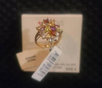 18K over Sterling genuine gemstone ring: 18K over Sterling genuine gemstone ring size 8