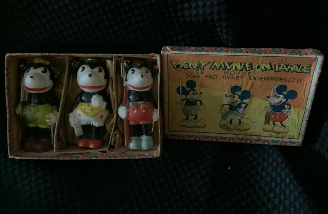 Disney Mickey and Minnie Mouse Borgfeldt Bisque Figurines +box (1 of 8)
