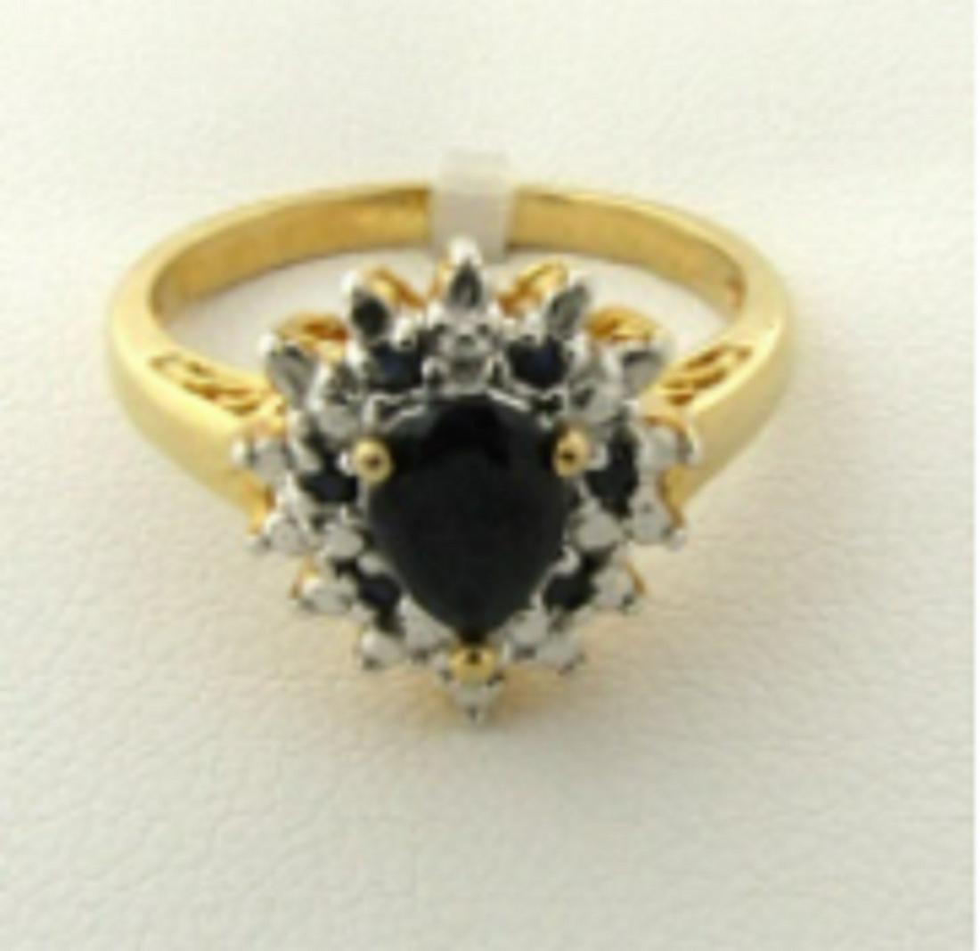 18k over Sterling Silver Sapphire and Diamond Accent Pear Ring (1 of 2)