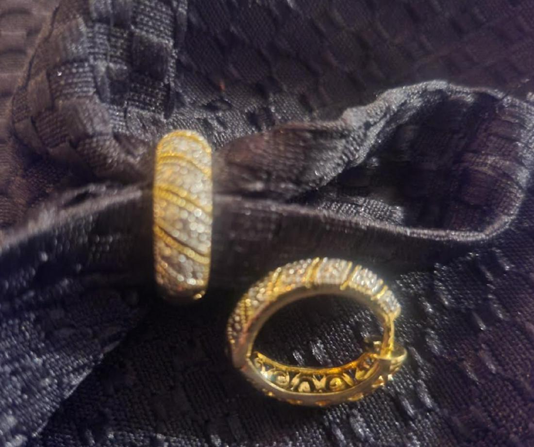 18k over sterling diamond accent hoop earring (1 of 2)