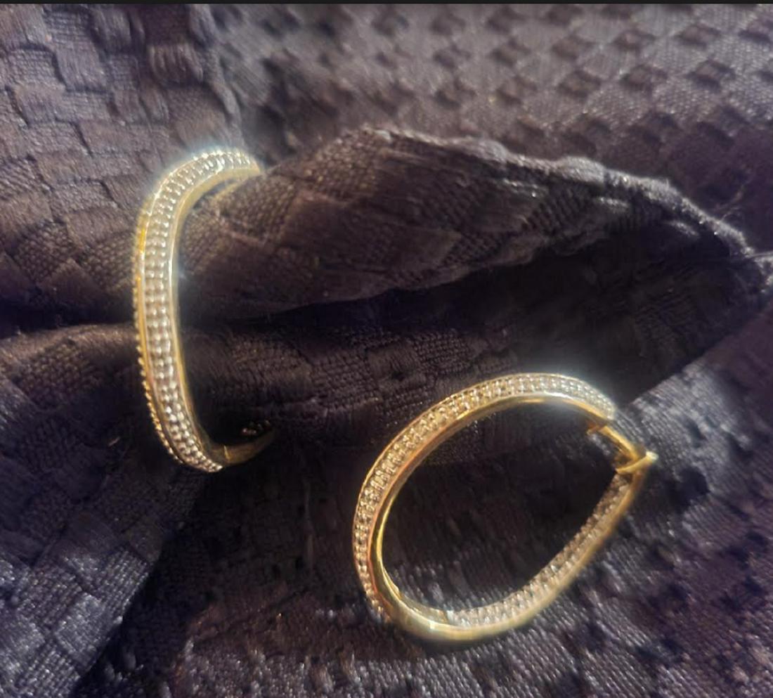 18k over sterling diamond accent hoop earring (1 of 1)