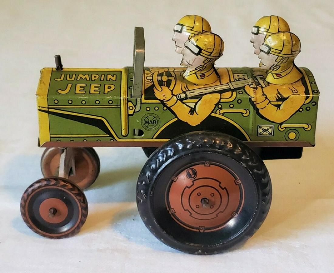 Marx Toys Wind-Up JUMPIN JEEP Action Toy - 40's RARE FIND (1 of 8)