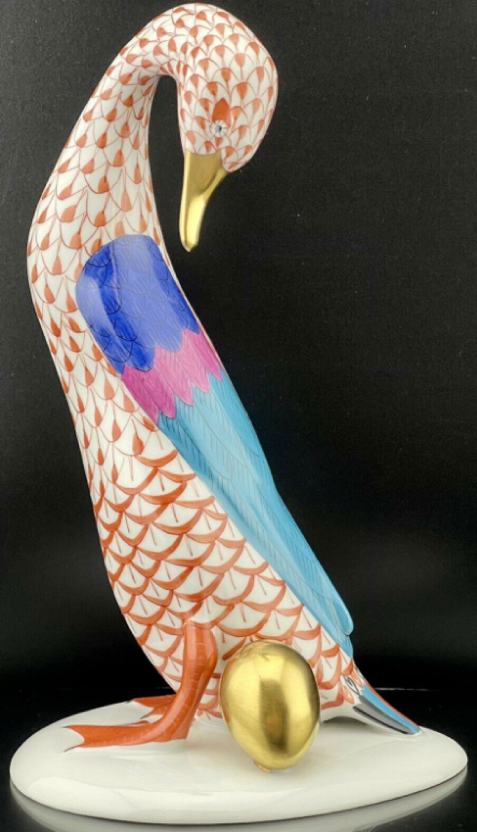 HEREND TALL  7.5" GOOSE with GOLDEN EGG Bird (1 of 7)