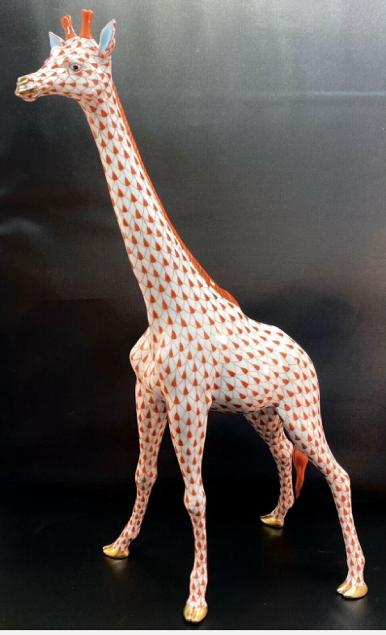 HEREND XLarge 15.5â€ GIRAFFE Rust Fishnet Figurine ($2,640 Retail) (1 of 5)