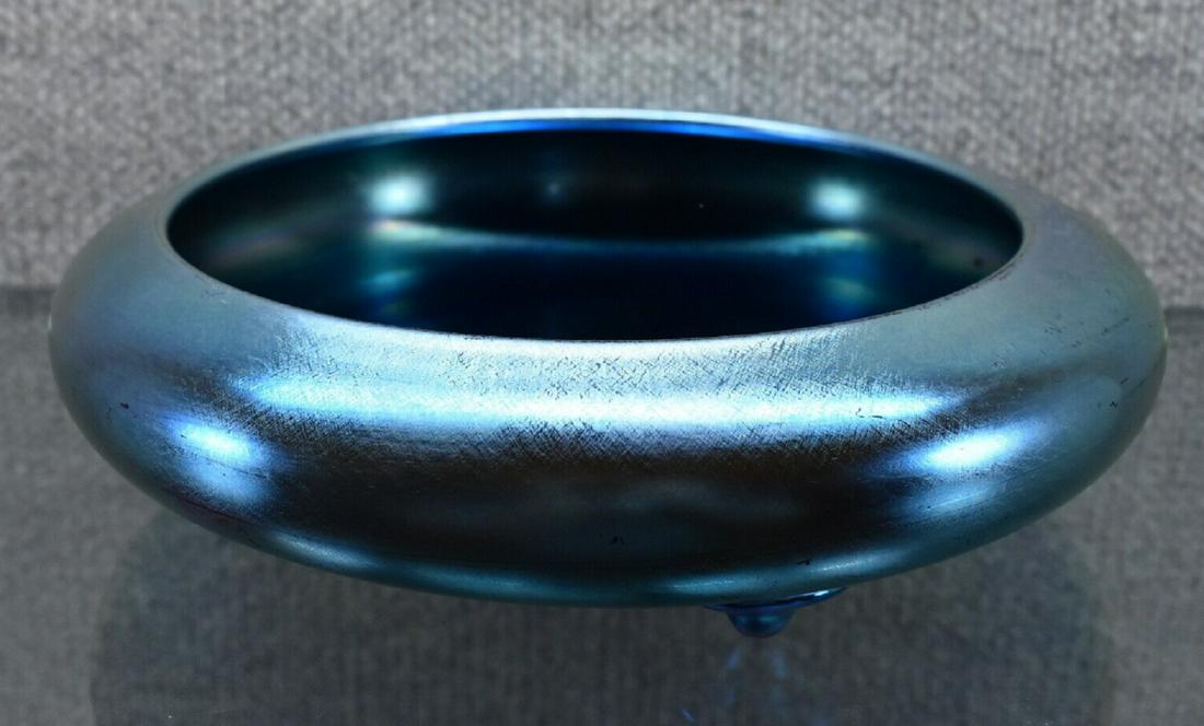 Steuben Blue Aurene Footed Console Bowl  No. 2586 (1 of 6)