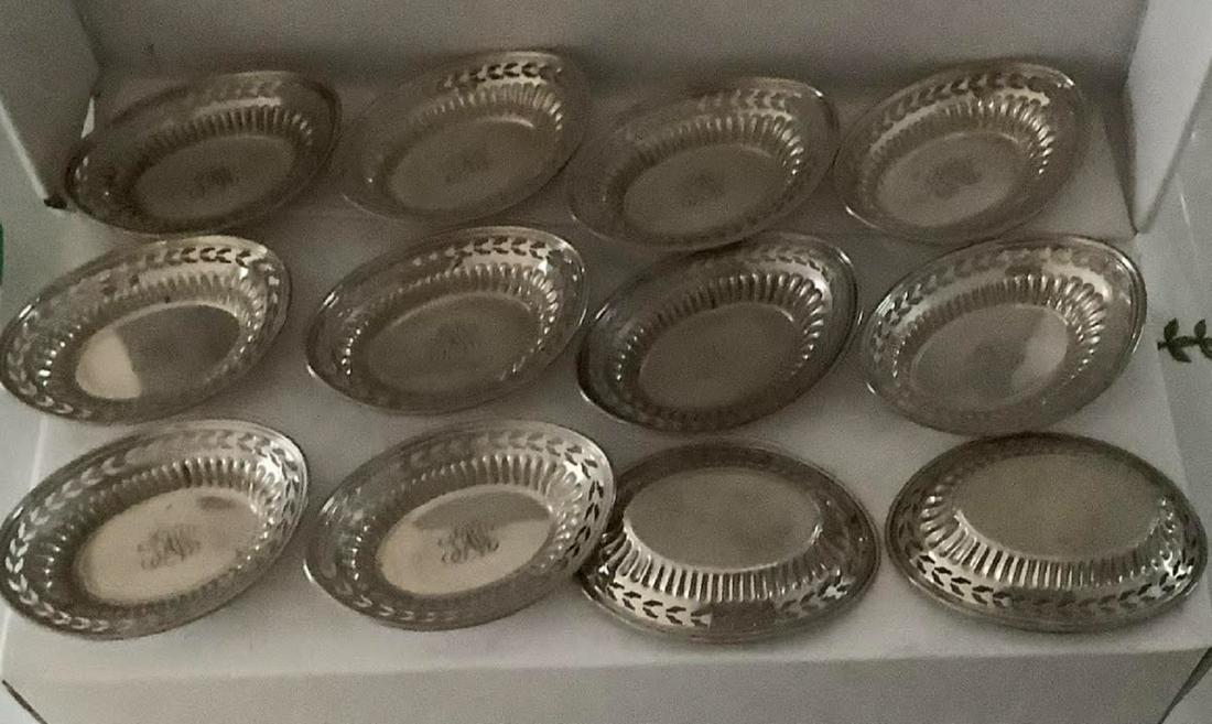 Sterling Silver nut dish set of 12 (1 of 5)