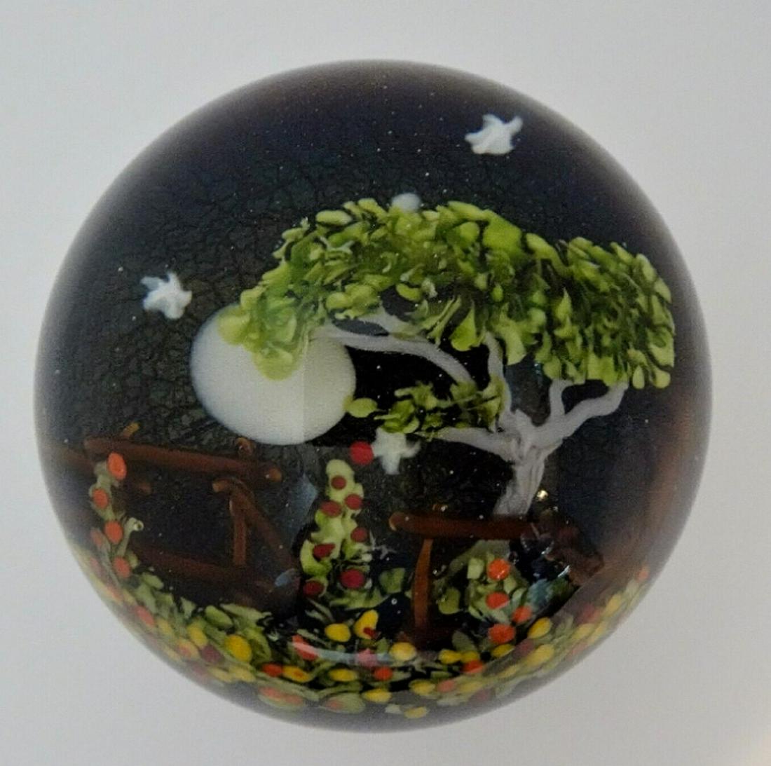Signed Mayauel Ward  Midnight Tree Dichroic Torchwork Glass Paperweight (1 of 6)