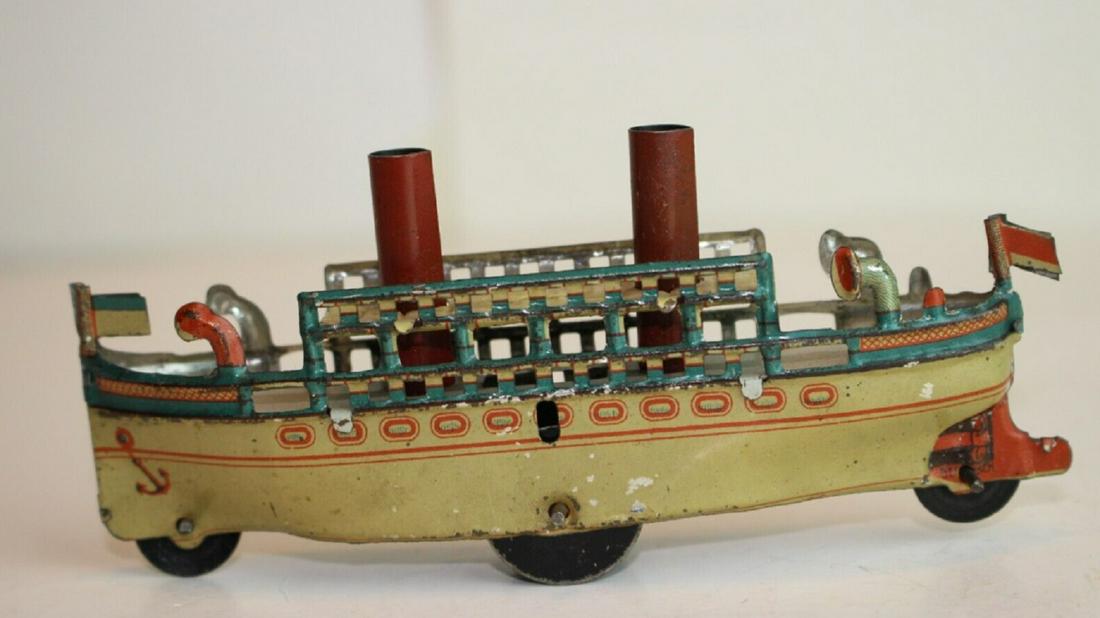 Germany Penny Toy Tin, Steam Boat, Original 1900's (1 of 10)