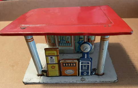 Georg Fischer No. 337 Service Station Tin Toy Made in Germany 1952: Georg Fischer No. 337 Service Station Tin Toy Made in Germany 1952