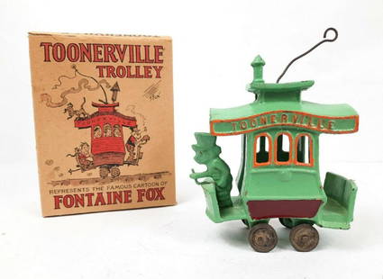 Dent Hardware Co. Toonerville Trolley Cast Iron Toy in Original Box 4": Dent Hardware Co. Toonerville Trolley Cast Iron Toy in Original Box 4"