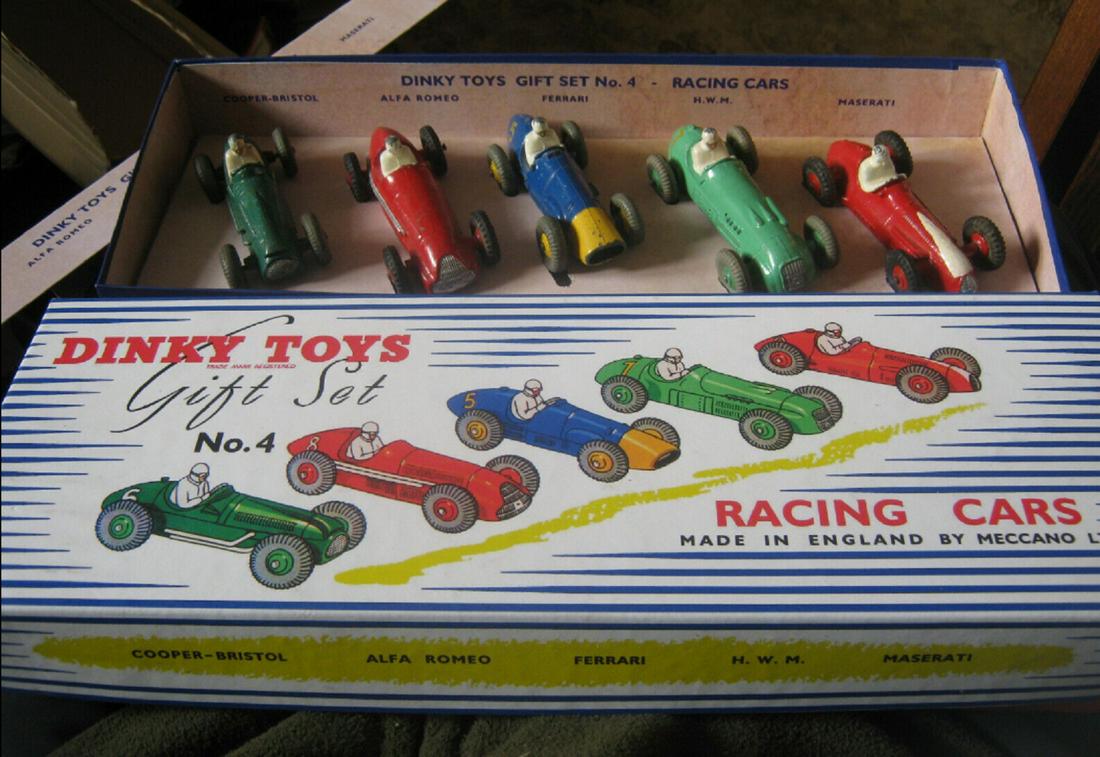 DINKY GS 4 RACING CAR SET ORIGINAL GREAT CARS IN DRBB EXCELLENT REPRO BOX (1 of 10)