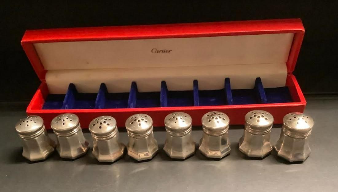 Cartier Signed Sterling salt & pepper shakers with box (1 of 4)