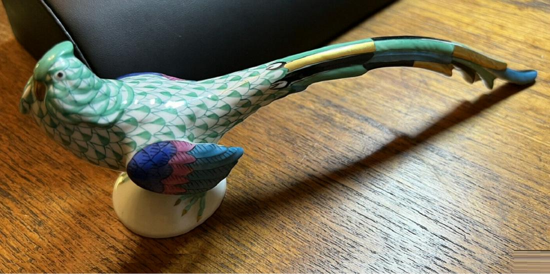 Herend SIGNED Pheasant Bird Figurine Green Fishnet  FIGURINE (1 of 6)