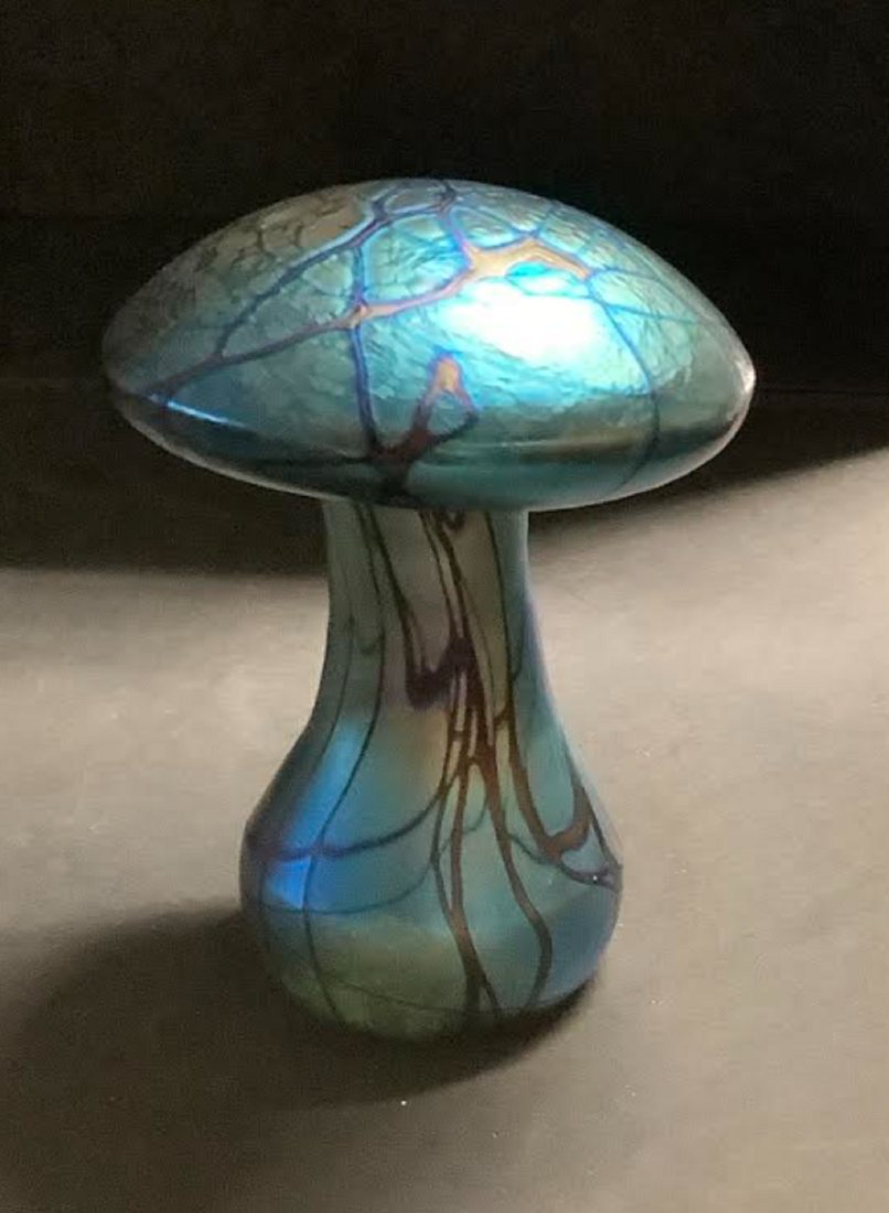 Mayauel Ward Blue Iridescent Mushroom paperweight (1 of 8)