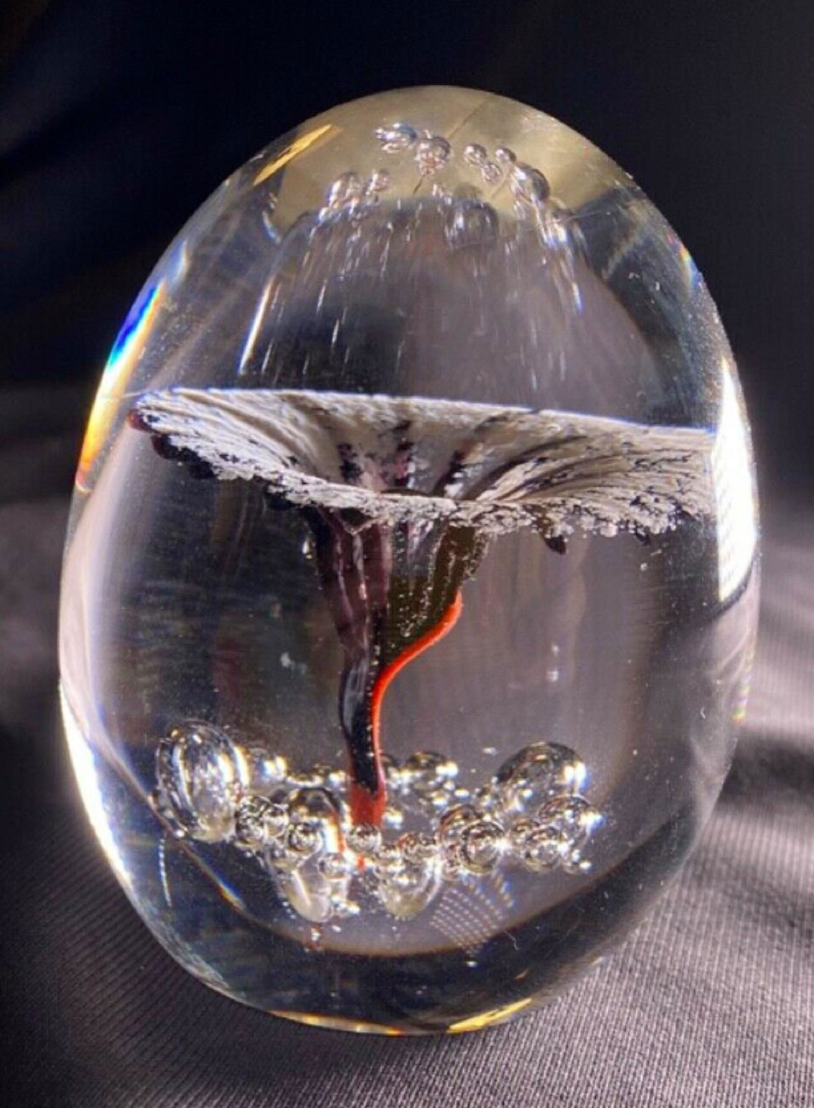 Signed Daum France paperweight with pattern inside (1 of 4)